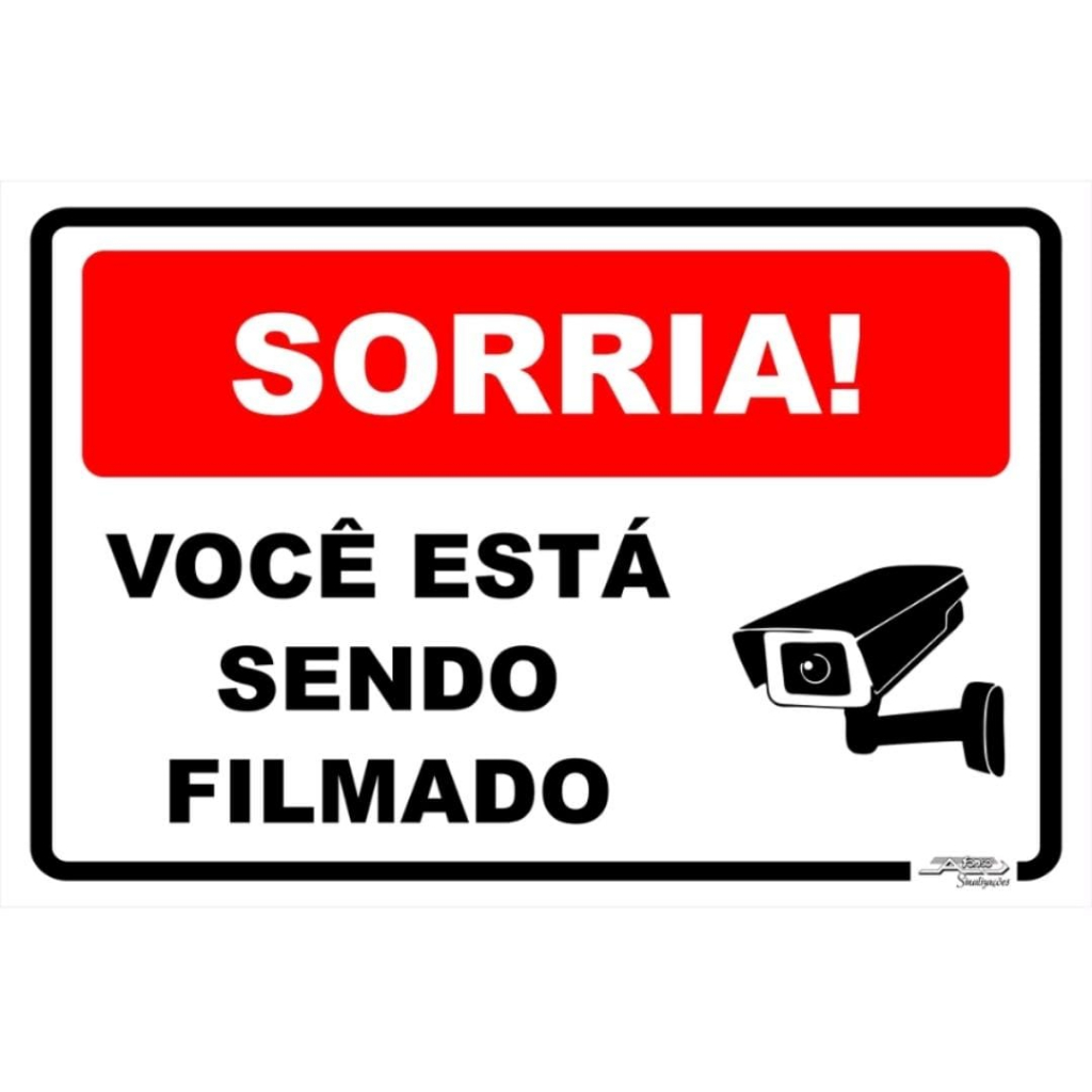 Placa De Sinalização | Sorria Você Está Sendo Filmado | Shopee Brasil