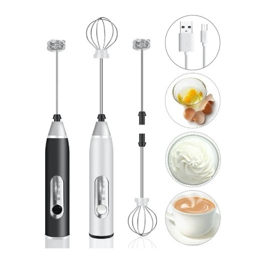 Batedor Mixer Elétrico Portátil 2 em 1 Misturador para Bebidas Café Clara Ovo Leite