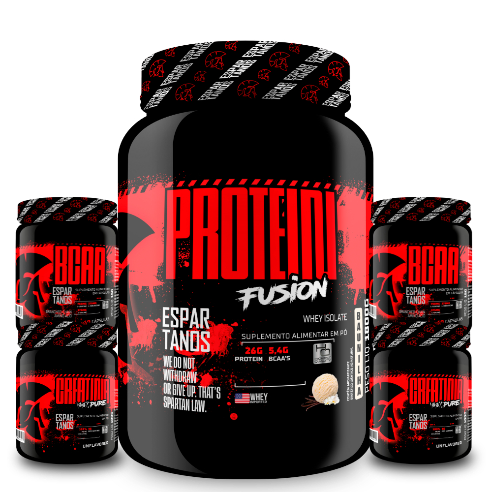 Whey Protein Fusion Isolate 1,8kg + 2x Creatina + 2x Bcaa – Espartanos