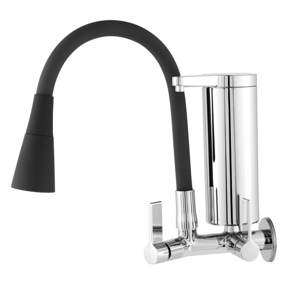 Torneira Gourmet Flexível Preta com Filtro em Abs e Corpo em Metal