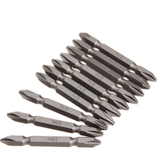 Kit Potente: 10 Ponteiras Phillips Imantadas para Parafusadeira - Pontas Duplas PH2, 65mm