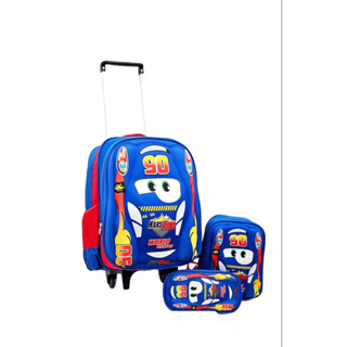 Kit Mochila Rodinha Escolar Tamg 3d Carro Corrida Infantil