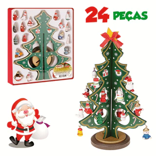 Natal - Árvore de Natal em Madeira para Montar - 24 Peças - Art Christmas