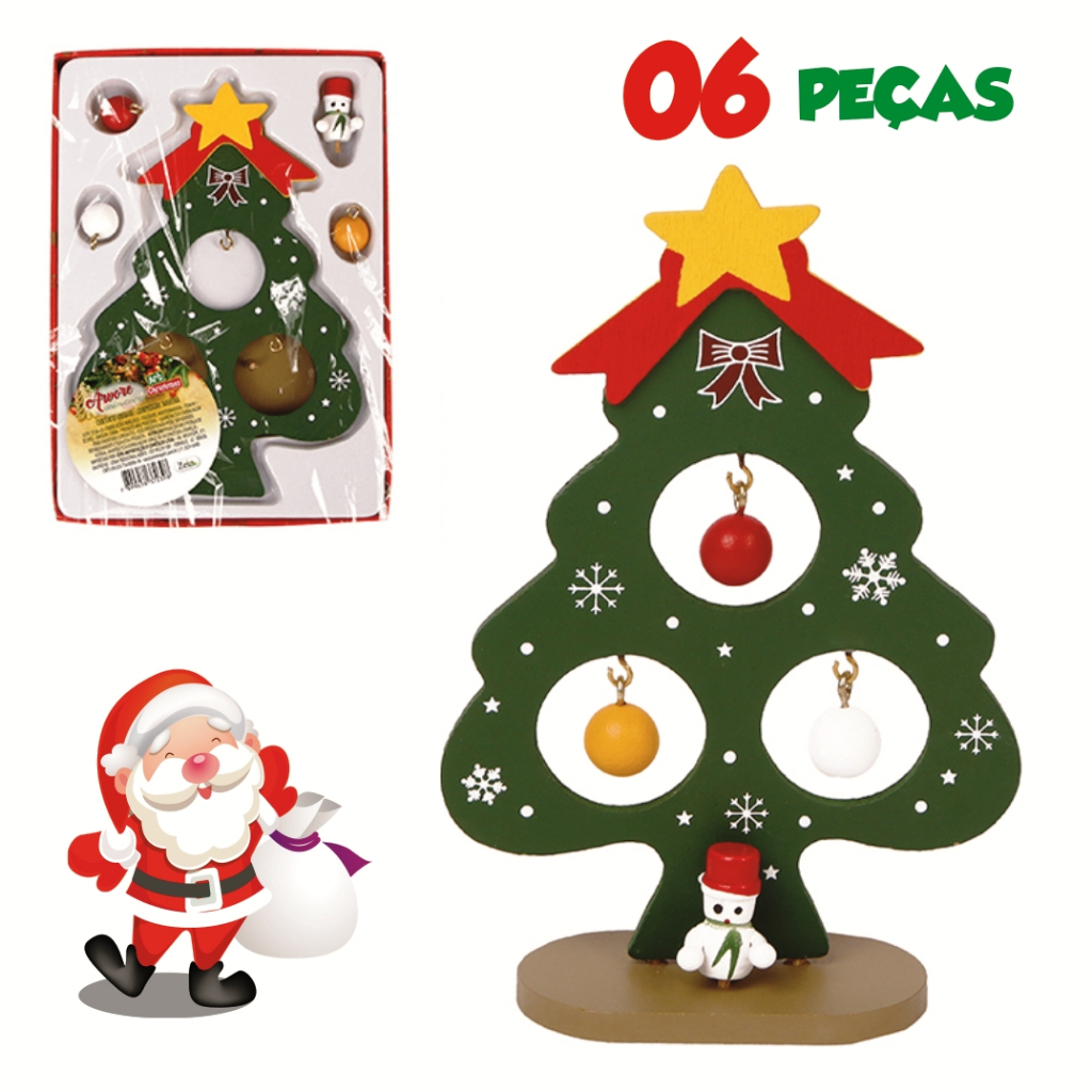 Natal - Árvore de Natal em Madeira para Montar - 06 Peças - Art Christmas
