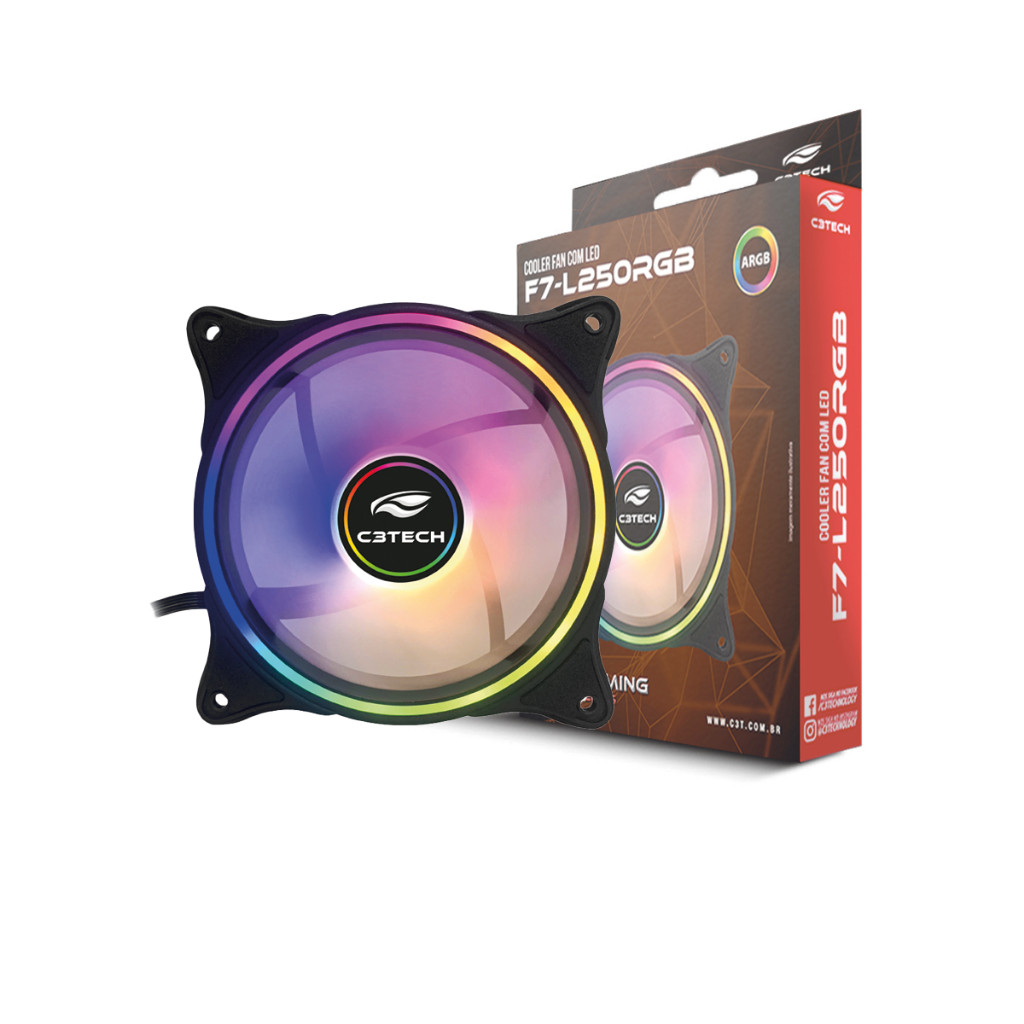 Cooler Fan ARGB Led 6 Pinos 120mm Silencio Absoluto C3 Tech