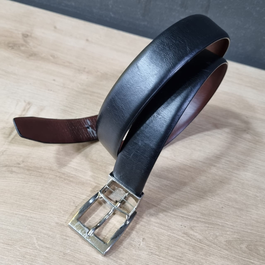 Cinto Masculino Preto Fivela Prateada - Usado