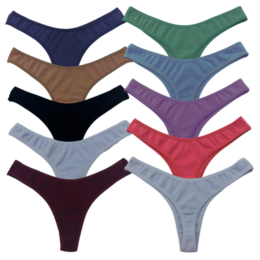 Kit 10 Calcinhas Fio Dental em Algodão Não Marca Calcinha Sexy Confortável Revenda