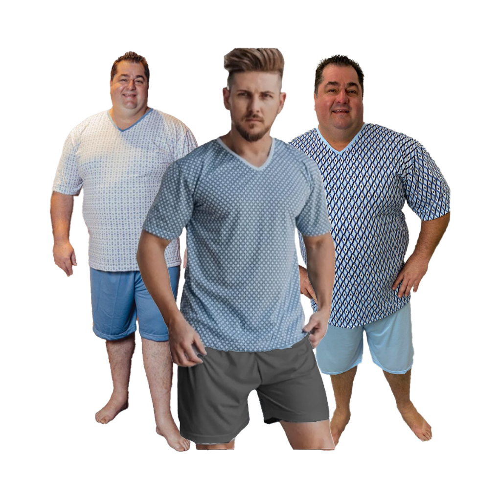Pijama Masculino Short + Camisa Manga Curta em Oferta na Shopee