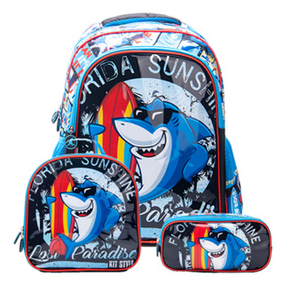 Kit Mochila Escolar Infantil de Rodinhas Menina Bolsa Resistente Impermeável Com Lancheira e Estojo