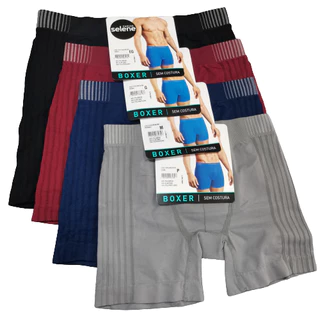 Kit De Cueca Boxer Selene Sem Costura Tamanho Normal E Plus Size Cintura Mais Alto Pernas Mais Compridas Várias Cores Todos Tamanhos As Cores Enviar Aleatoriamente