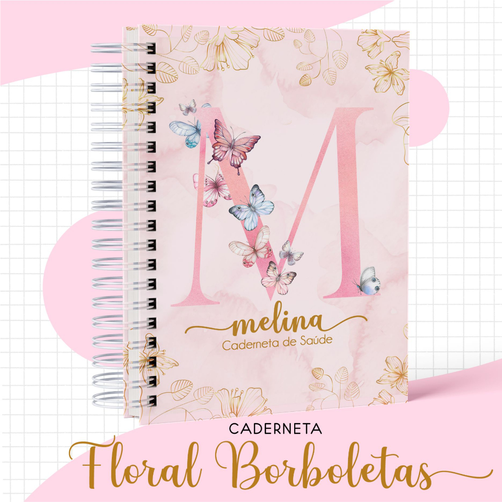 Caderneta da Criança Menina - Floral Borboleta