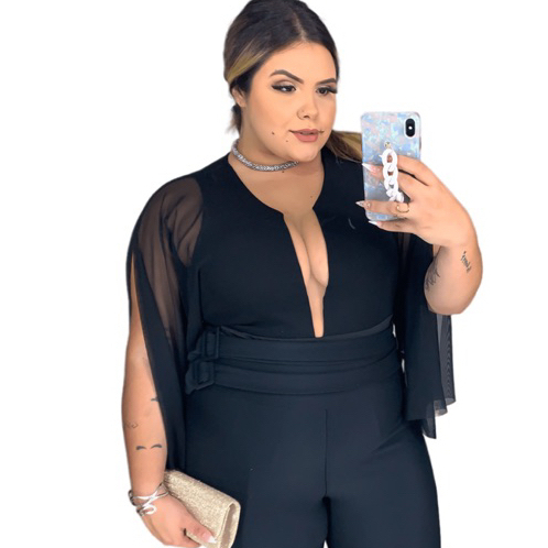 BLUSAS BODY BORE FEMININO PLUS SIZE PRETO MODA MAIOR GRANDE TULE MANGA ...
