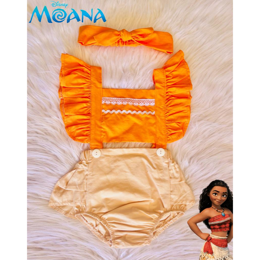 Jardineira Romper Roupa De Bebe Body Mesversario Moana Baby - Mimos da Babih