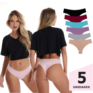 Kit com 5 Calcinha sem costura corte a laser Jade Básica Legging Academia Anti Marca