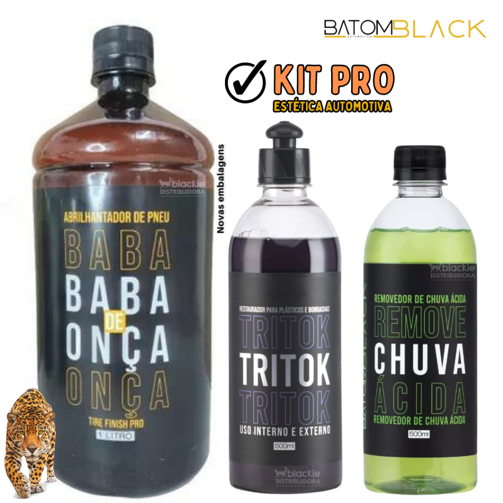 KIT ESTÉTICA PRO | TRITOK RENOVA PLÁSTICOS, PRETINHO BABA DE ONÇA LITRO E REMOVEDOR CHUVA ÁCIDA