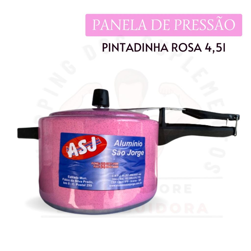 PANELA DE PRESSÃO 4,5 LITROS ROSA PIGMENTADA ALUMINIO SÃO JORGE APROVADA SELO INMETRO S + ENVIO IMEDIATO