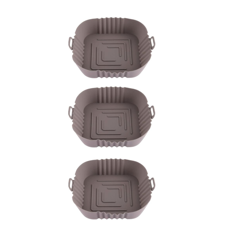 Kit 3 Formas De Silicone Quadrada Para Air Fryer Antiaderente Reutilizável Rápido!