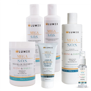 Kit Mega S.O.S Tratamento Shampoo + Condicionador + Leave-in + Defrizante + Finalizador + Máscara de Hidratação 1kg Lumex