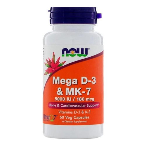 Mega D-3 5000ui & Mk-7 (k2) 180mcg 60 Softgels Now Foods