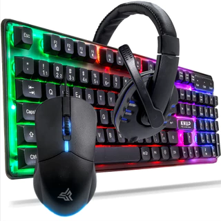 Kit Gamer Teclado Semi Mecânico Tecla Ç Led RGB + Mouse Usb Iluminado + Fone Headphone