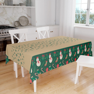 Toalha de Mesa Retangular Decorativa Serve 4 e 6 Lugares Natalina Floquinhos de Neve Dcorô