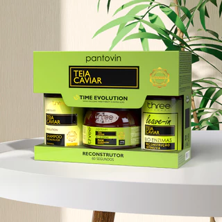 Kit Reconstrução Teia Caviar Pantovin 250g Shampo, máscara e leave-in Pantovin Three Therapy