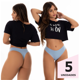 Kit com 5 unidades Tanga Fio Dental Sem Costura Corte a Laser