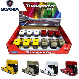Carrinho de Coleção de Ferro Caminhão Scania V8 R730 Cavalo Mecânico Trucado 6X2 Cavalinho 1/64 Welly