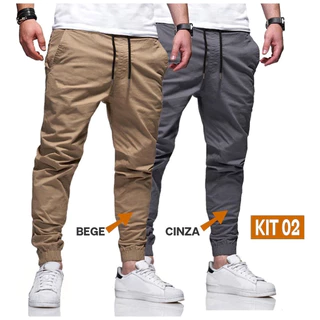 KIT 2 Calças Jogger Masculina com punho Linha Premium qualidade moda homem Estiloso