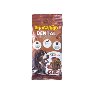 Dental Cuidado Oral para Cão Cachorro Pet sabor Carne Brincalhão C/3 Unidades de 45g