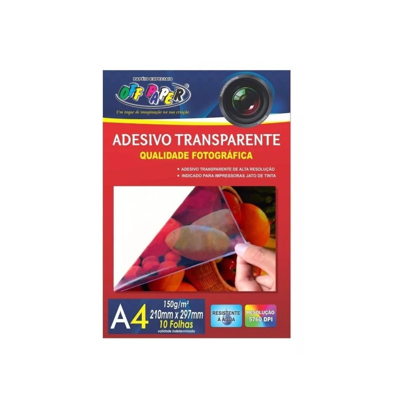 Papel Adesivo Transparente 150g P/ Impressão A4 10 Folhas | Shopee Brasil