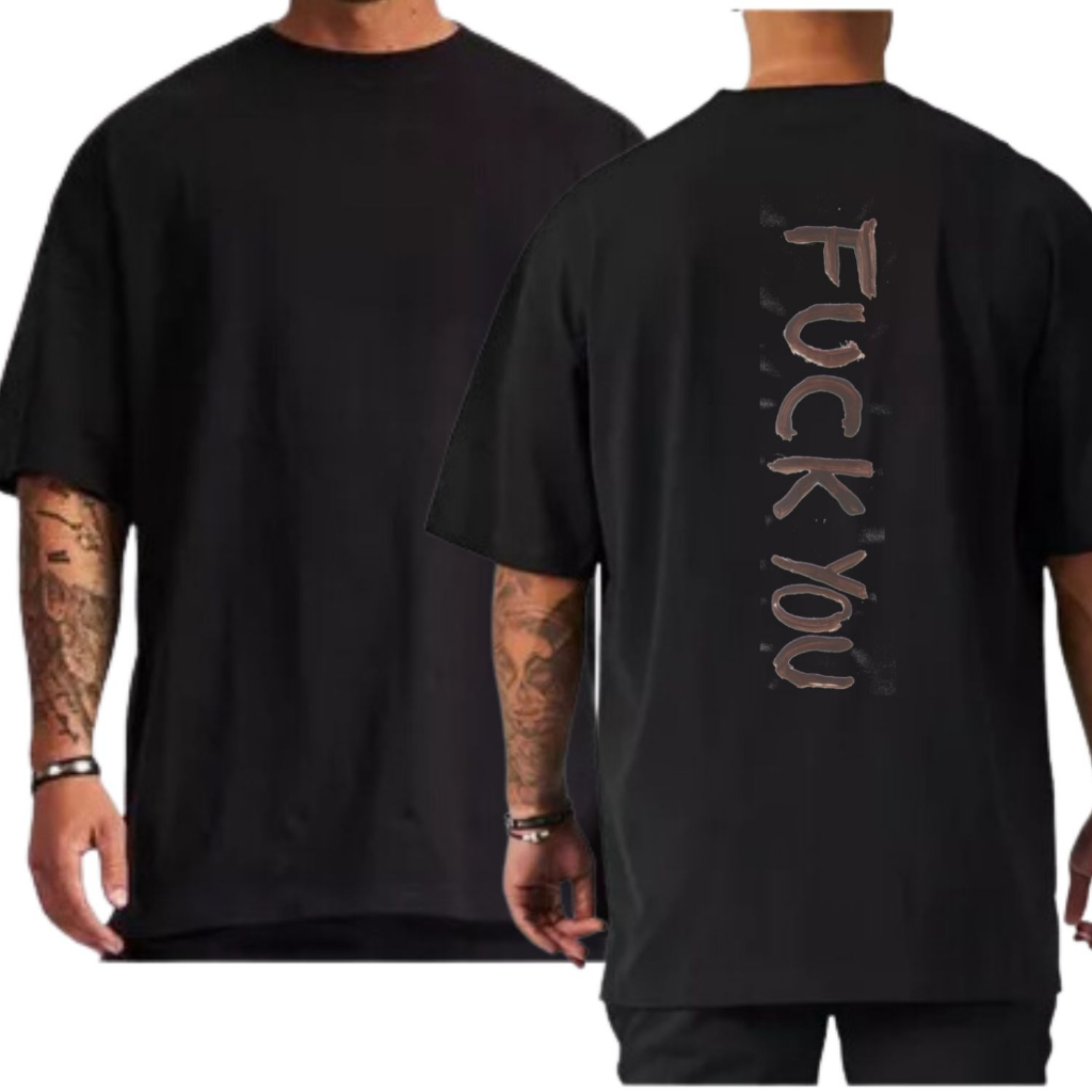 Camiseta Oversized Gola alta 3cm ESTAMPA FCK YOU