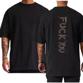 Camiseta Oversized Gola alta 3cm ESTAMPA FCK YOU
