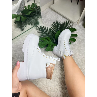 Bota Coturno Feminino Tratorado Salto Baixo Confortável e Elegante