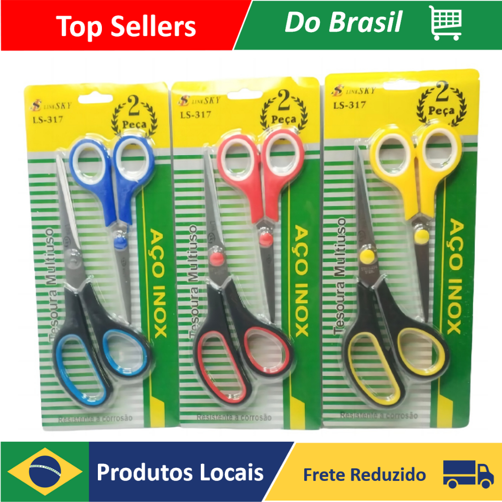 EC-201317 LS-317 KIT TESOURA 02PCS EM CARTELA (5.50-7.50) TESOURA MULTIUSO para quem trabalha em casa ou escritório.