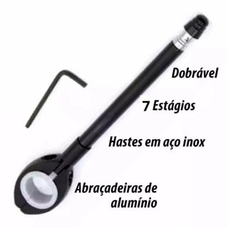 2 Antenas Aparador Corta Linha Pipa Moto Guidão Preta Inox