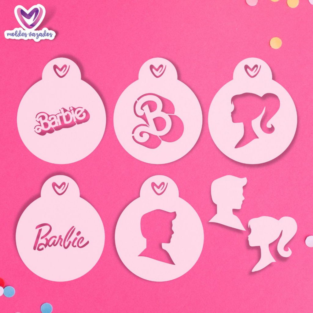 Stencil Barbie Pintura Facial Biscoitos Cafés