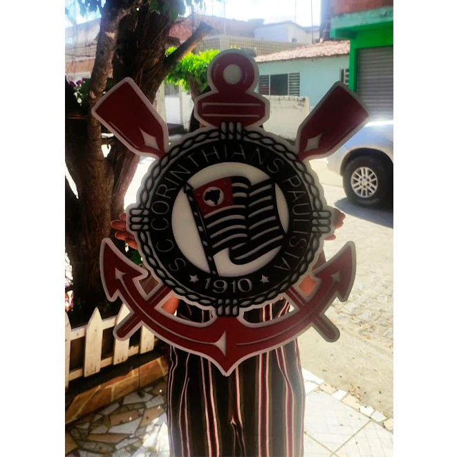 Escudo Corinthians No Tamanho Grande 63CM em Alto Relevo.