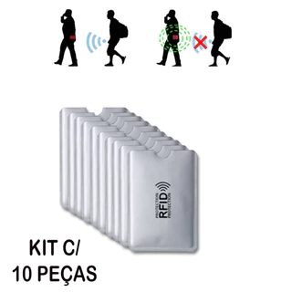 Kit 10 Porta Cartão Com Proteção De Apróximação Capinha Para Cartões Crédito Débito RFI Anti Furto