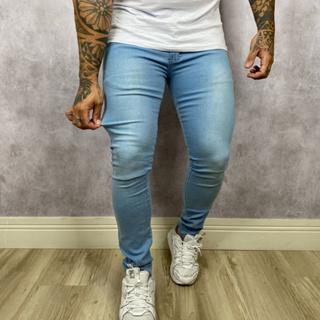 Calça Clara Masculina com Detalhe em Pistolado Premium