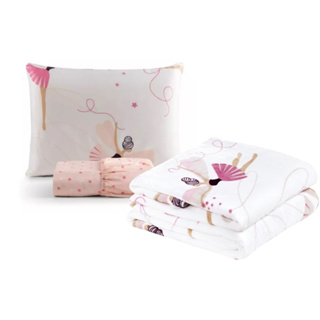 Kit Jogo Lencol Cama Solteiro 2pcs Kids Bouti Infantil Tema + Manta Soft Estampada Antialergica