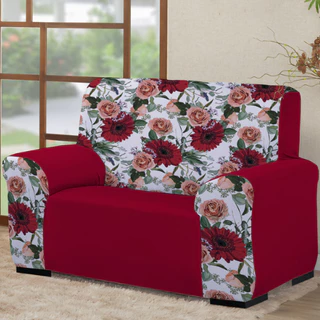 Capa de Sofá 2 Lugares Avulsa Coladinha Mista Estampada Decoração Sala Floral
