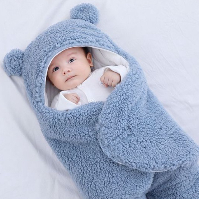 Saco de Dormir Bebe Peludinho com Lã de Carneiro e Soft para Inverno Dupla Face Modelo Ursinho 2 CORES