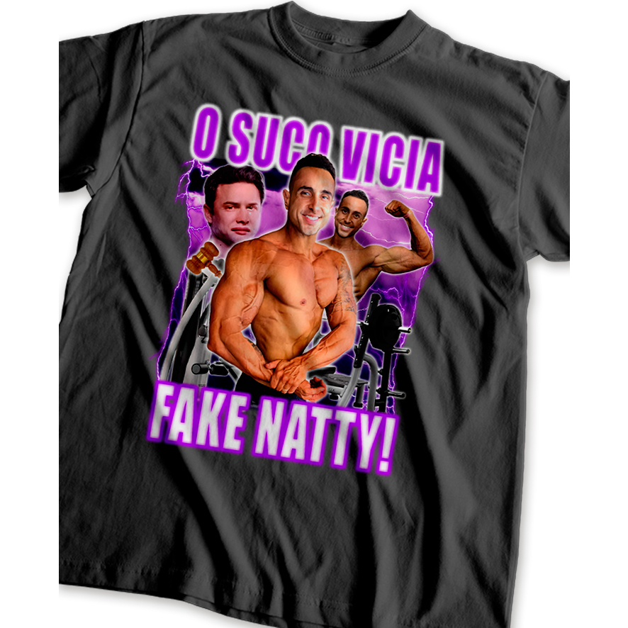 Camiseta Rodrigo Goes Fake Natty! Academia Engraçada Unissex