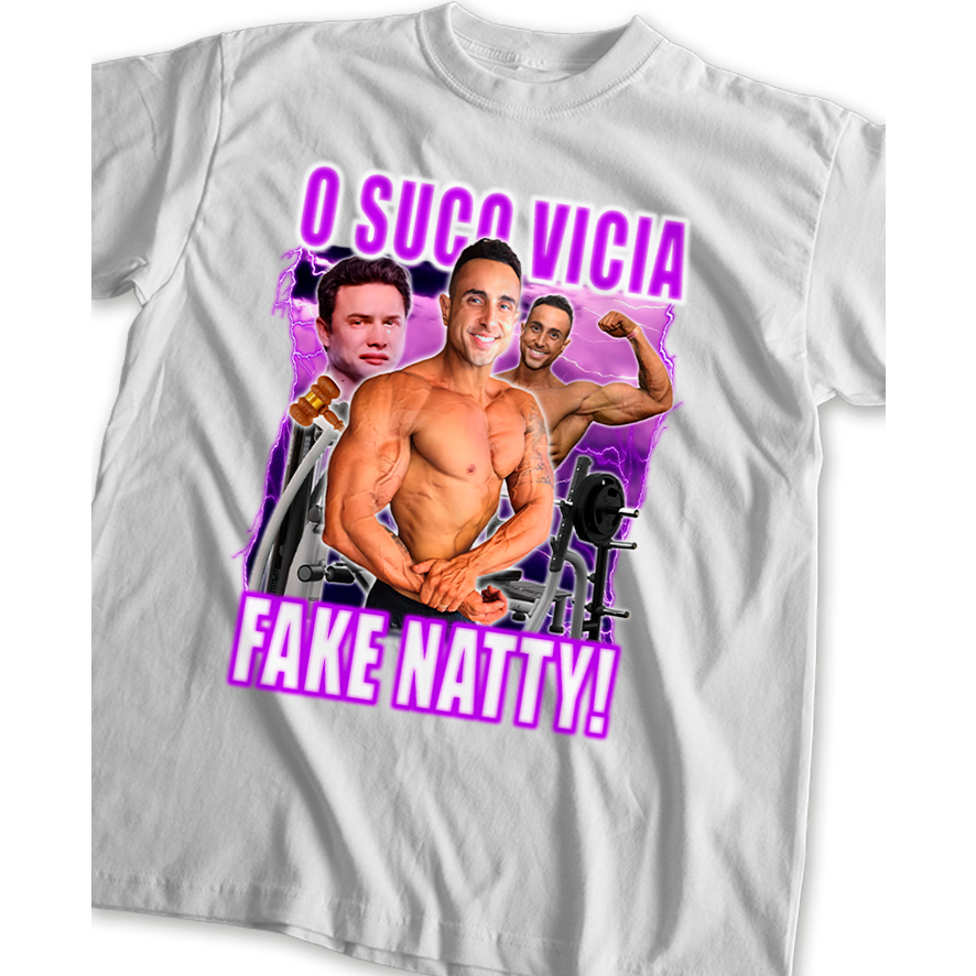 Camiseta Rodrigo Goes Fake Natty! Academia Engraçada Unissex