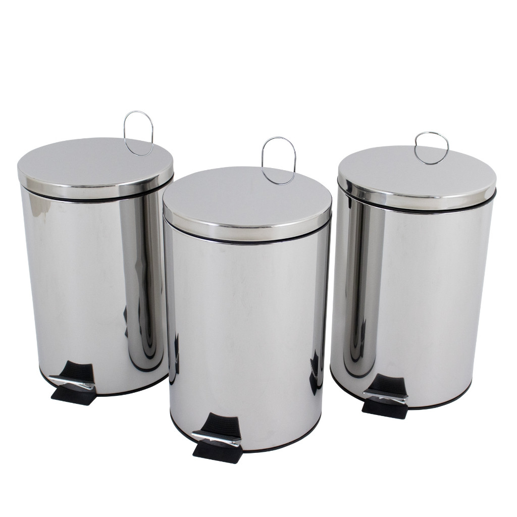 Kit 3 lixeiras aço inox de 20 litros Healer