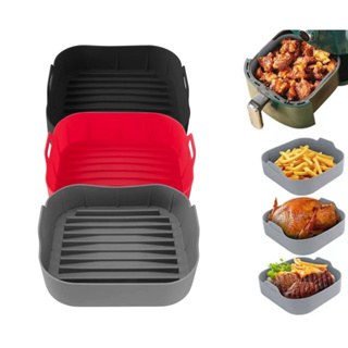Forma Air fryer Cesto Quadrada Silicone Fritadeira Air fryer Lavável Reutilizável