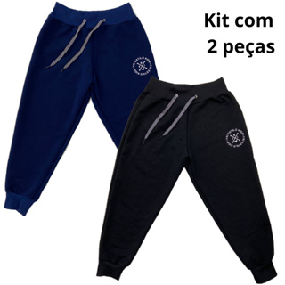 Kit 2 Calças Moletom Moletinho Infantil Unissex Menina Menino Inverno