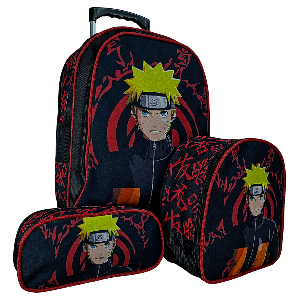 Kit mochila e estojo - Sasuke Uchiha desenho anime naruto tamanho grande  padrão escolar e viagem