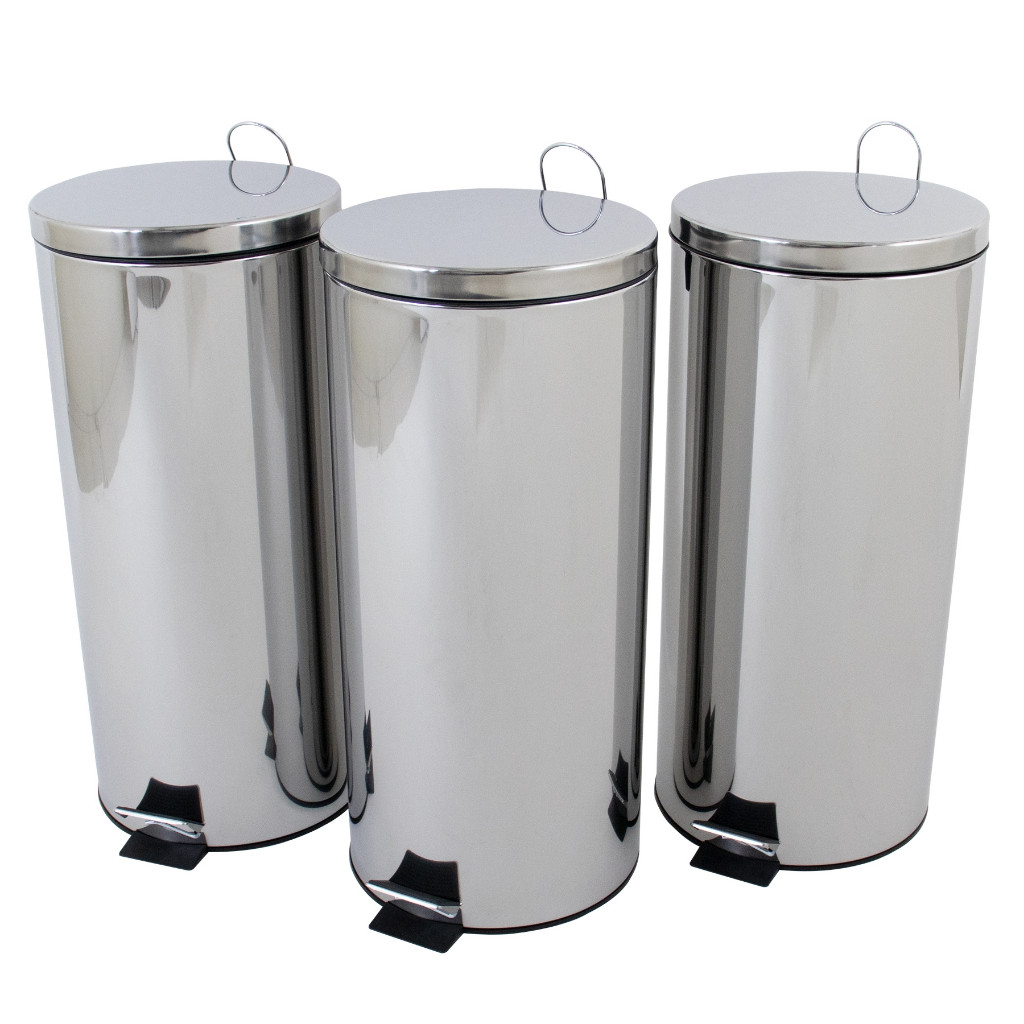 Kit 3 lixeiras aço inox de 30 litros Healer